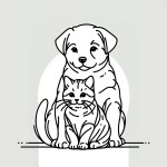 可爱的小猫在小狗身上