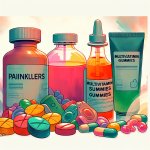 Visual: Smooth animation showing 4 main products:  Painkiller Ta