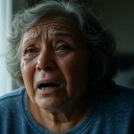 Elderly old woman crying