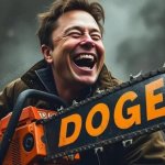 Happy Elon with Chainsaw