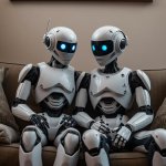 2 Robots Talking On Couch