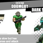 doomguy in smash | DOOM; DOOMGUY; DARK SAMUS; the foe will get Temporary Invincibility from time to time; The enemy is slow but has increased defense and attack | image tagged in smash bros spirit fight,doom,doomguy,super smash bros | made w/ Imgflip meme maker