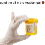 Urine sample | I found the oil in the Arabian gulf🛢🤑 | image tagged in urine sample,oil,memes,arabian gulf,iran,black gold | made w/ Imgflip meme maker