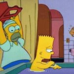 Homer hits Bart with chair