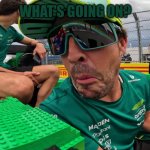 aston Martin f1 lego race miami | WHAT'S GOING ON? | image tagged in aston martin f1 lego race miami | made w/ Imgflip meme maker