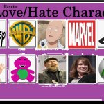 10 love/hate characters meme