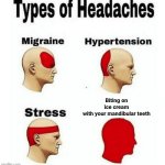 I can't be the only one... | Biting on ice cream with your mandibular teeth | image tagged in types of headaches meme,memes | made w/ Imgflip meme maker