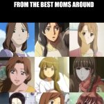 Anime Mothers | HAPPY MOTHERS DAY; FROM THE BEST MOMS AROUND | image tagged in anime mothers | made w/ Imgflip meme maker