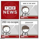 260 no-scope in the news | 260 no-scope | image tagged in the news | made w/ Imgflip meme maker