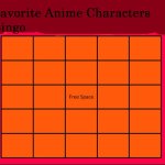 Favorite Anime Characters Bingo