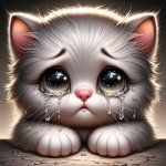 sad kitten crying
