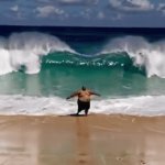 Fearless | Riding the Waves; Held his own! | image tagged in gifs,waves,mother nature,no fear,ocean | made w/ Imgflip video-to-gif maker