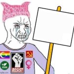 Wokester Wojak protesting