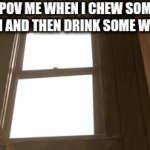 It hurts so freaking BAD | POV ME WHEN I CHEW SOME GUM AND THEN DRINK SOME WATER: | image tagged in gifs,woody crashout,woody,gum,water,pain | made w/ Imgflip video-to-gif maker