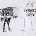 Horse Drawing | My dream of verifying slaughterhouse; Actually trying | image tagged in horse drawing | made w/ Imgflip meme maker