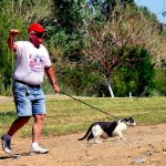 Man walking a cat