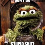 Don’t do stupid shit | DON’T DO; STUPID SHIT! | image tagged in oscar the grouch | made w/ Imgflip meme maker