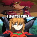 tanjiro falls in love with asuka | I LOVE YOU ASUKA | image tagged in who falls in love with asuka,tanjiro,demon slayer,crossover memes,neon genesis evangelion,love story | made w/ Imgflip meme maker