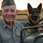 Old Marine German Shepherd Jeep