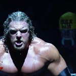 Hulk Hogan stares at Triple H