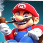 mario evilishly smoking pipe meme
