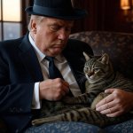Donald Trump Don Corleone tabby cat fedora