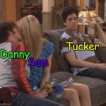 Tucker Foley the 3rd wheel | Tucker; Danny; Sam | image tagged in drake josh 3rd wheel,danny phantom,nickelodeon | made w/ Imgflip meme maker