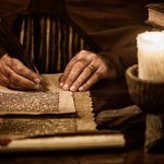 old hand writing with quill