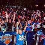 Knicks fans celebrating
