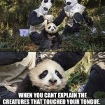 Violated by aliens | WHEN YOU CANT EXPLAIN THE CREATURES THAT TOUCHED YOUR TONGUE. | image tagged in being questionable violated | made w/ Imgflip meme maker