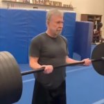Old Chuck Norris lifting weights GIF Template