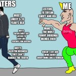GLISTEN IS DA GOAT | MY HATERS; ME; LISTENS TO TAYLOR SWIFT AND KSI; THE MOST COOLEST ORIGINAL NAME EVER; MOST LIKELY PLAY'S DANDY'S WORLD AND WATCHES LANKYBOX; MOST LIKELY 5-13 YEAR'S OLD; HATE'S TAYLOR SWIFT BUT LISTENS TO SLOP LIKE FENTANYL AND ODETARI; MAKE'S THE MOST FUNNY ORIGINAL MEMES EVER; GREW UP TOUCHING GRASS AND NOT BRAINROT SLOP LIKE SKIBIDI TOILET AND DANDY'S WORLD; IS A VEGAN FEMBOY; HATE'S GLISTEN BECAUSE THEY CAN'T HANDLE THE TRUTH; MAKE'S THE MOST SLOPPY UNFUNNY MEMES EVER; DOESN'T CRY AND WINE ABOUT EVERYTHING LIKE A TODDLER | image tagged in virgin vs chad color,glisten,glisten is life,truth,memes,funny | made w/ Imgflip meme maker