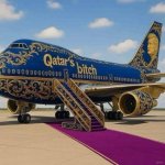 Trump 747 Qatar bribe vulgar greedy embarrassing meme