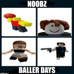 Demon Days Cover | NOOBZ; BALLER DAYS | image tagged in demon days cover | made w/ Imgflip meme maker