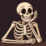 Waiting skeleton cartoon