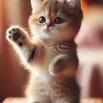 a cute cat waving goodbye
