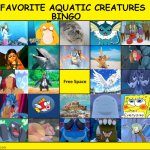 favorite aquatic creatures bingo | image tagged in favorite aquatic creatures bingo,aquarium,underwater,sea life,animals,media | made w/ Imgflip meme maker