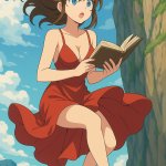 falling girlfriend reading a book