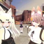 Shigu and Homura Pointing