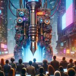 Futuristic Autopen Device Making Political Speech