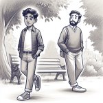 man walking away from friend