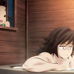Tanjiro watching Giyu taking a bath meme