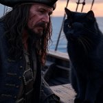 Pirate with black cat wearing an eyepatch JPP