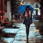 Umbrella woman on street