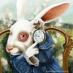 white rabbit with the clock