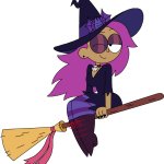 Enid Mettle Riding on her Broomstick