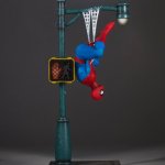 Spiderman hanging