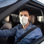 Covidiot driving masked