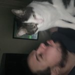 Cat and beard man