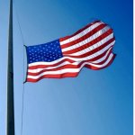 Billowing American Flag at Half Mast